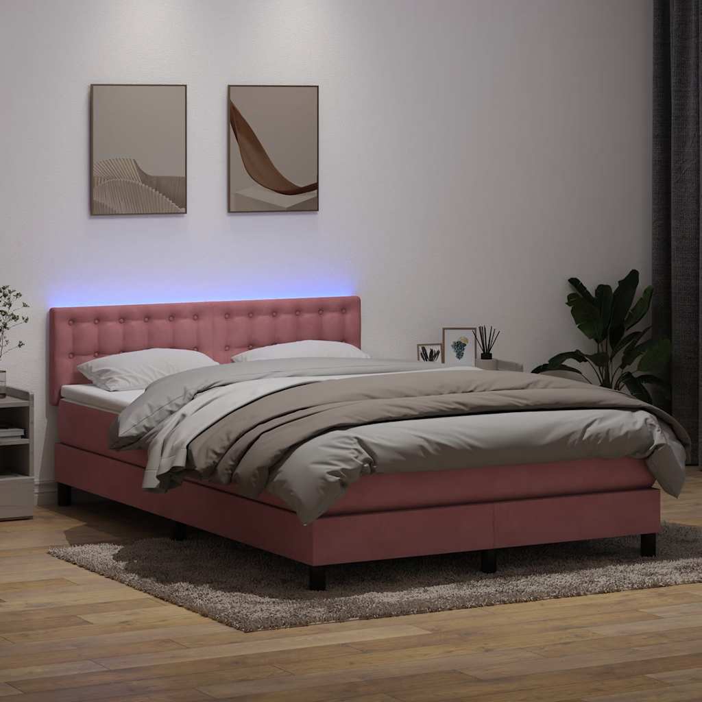 Boxspring met matras fluweel roze 160x220 cm