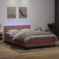 Boxspring met matras fluweel roze 160x220 cm