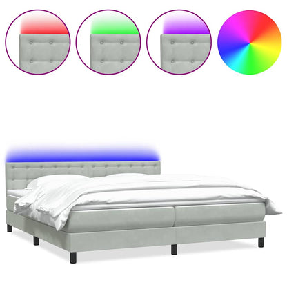 Boxspring met matras fluweel lichtgrijs 180x220 cm