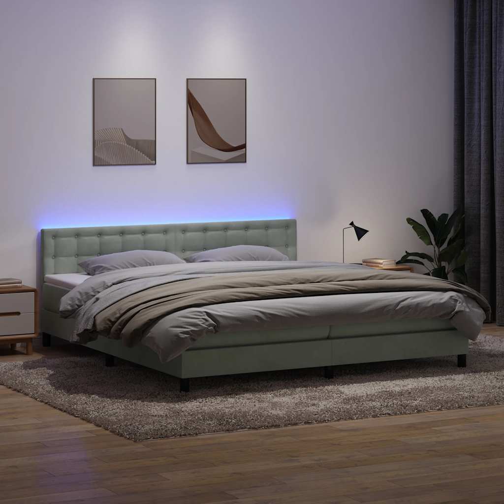 Boxspring met matras fluweel lichtgrijs 180x220 cm