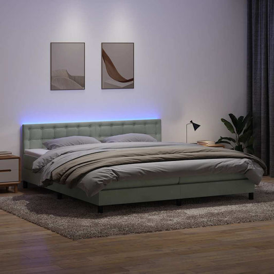 Boxspring met matras fluweel lichtgrijs 180x220 cm