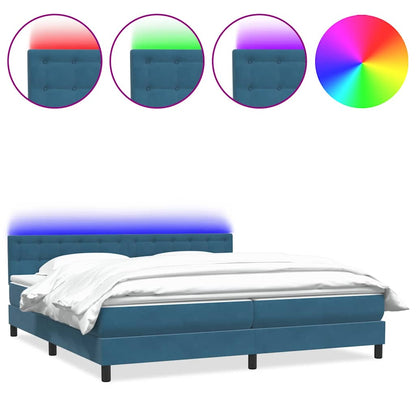Boxspring met matras fluweel donkerblauw 180x220 cm