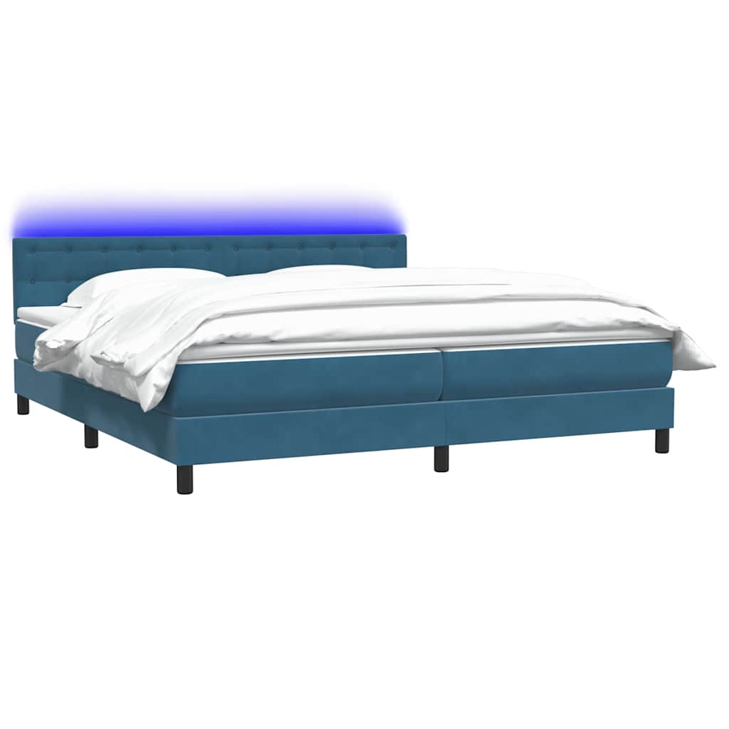 Boxspring met matras fluweel donkerblauw 180x220 cm