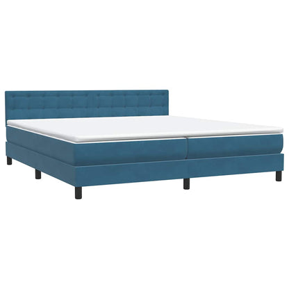 Boxspring met matras fluweel donkerblauw 180x220 cm