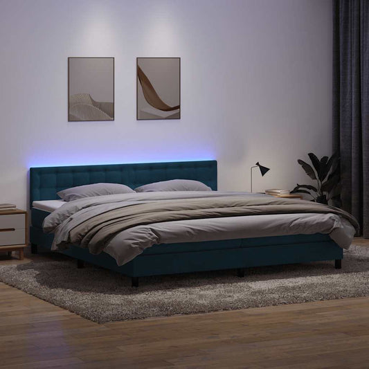 Boxspring met matras fluweel donkerblauw 180x220 cm