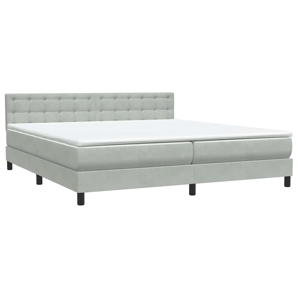 Boxspring met matras fluweel lichtgrijs 200x220 cm