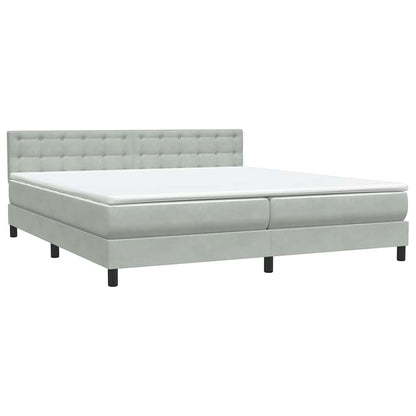 Boxspring met matras fluweel lichtgrijs 200x220 cm