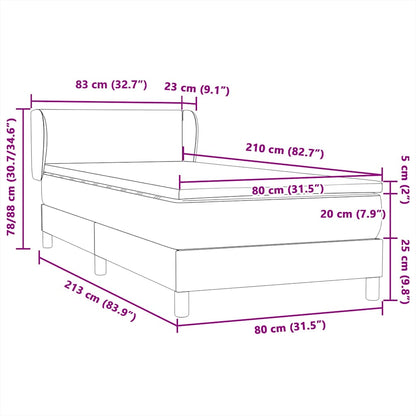Boxspring met matras fluweel donkergrijs 80x210 cm