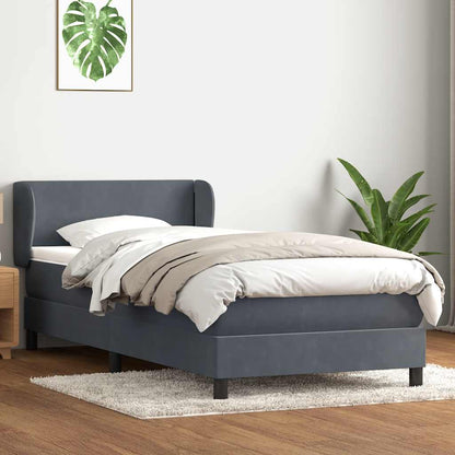 Boxspring met matras fluweel donkergrijs 90x210 cm