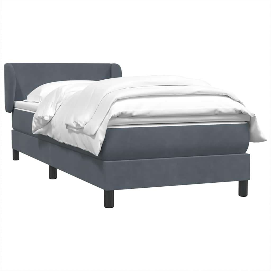 Boxspring met matras fluweel donkergrijs 90x210 cm