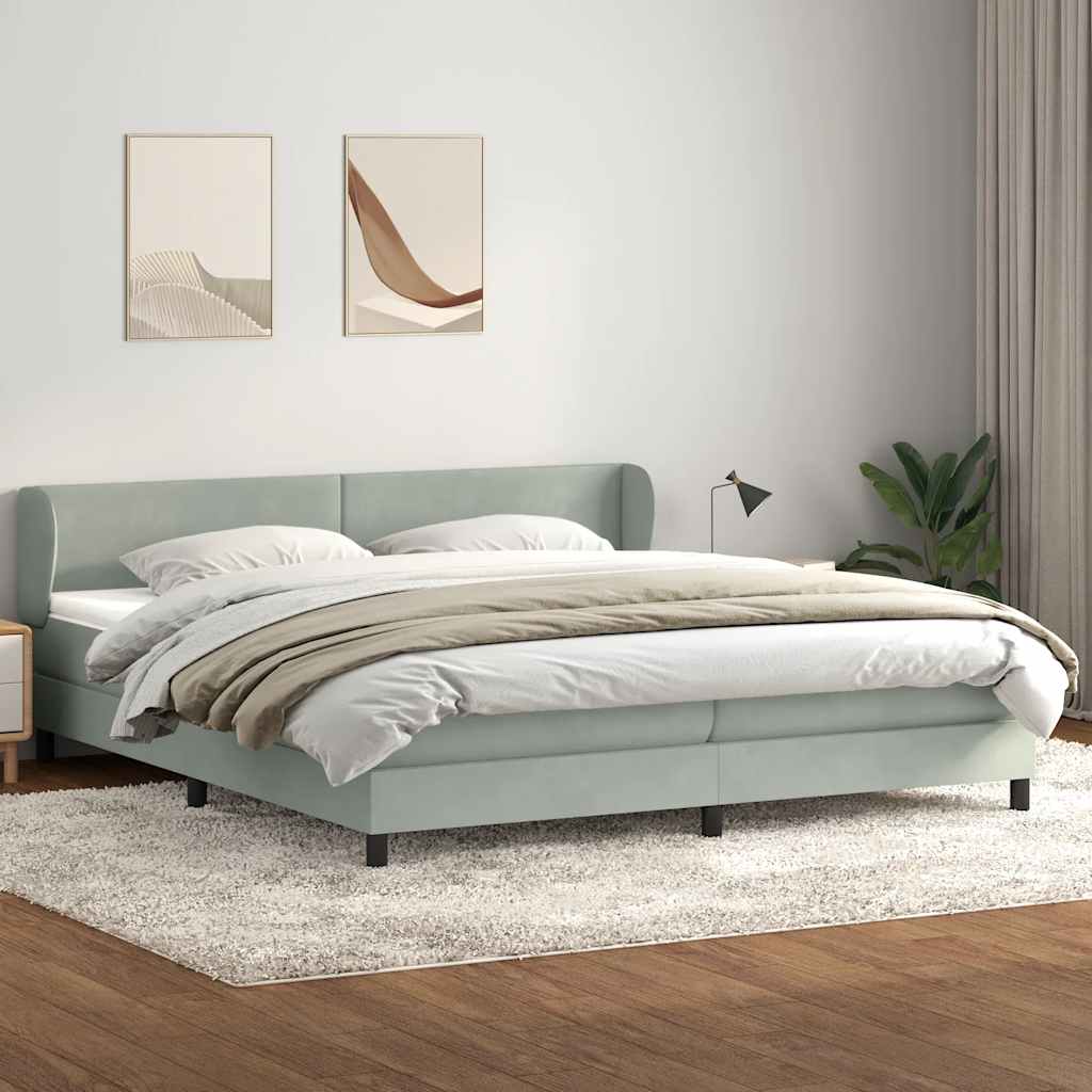 Boxspringbed met matrassen 180x220 cm fluweel lichtgrijs