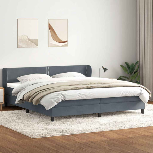 Boxspring met matrassen fluweel donkergrijs 180x210 cm
