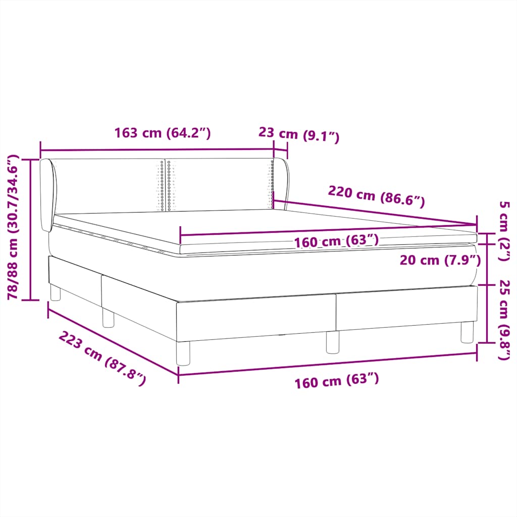 Boxspring met matras fluweel donkergroen 160x220 cm