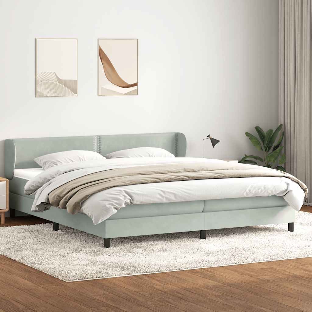 Boxspringbed met matrassen 180x220 cm fluweel lichtgrijs