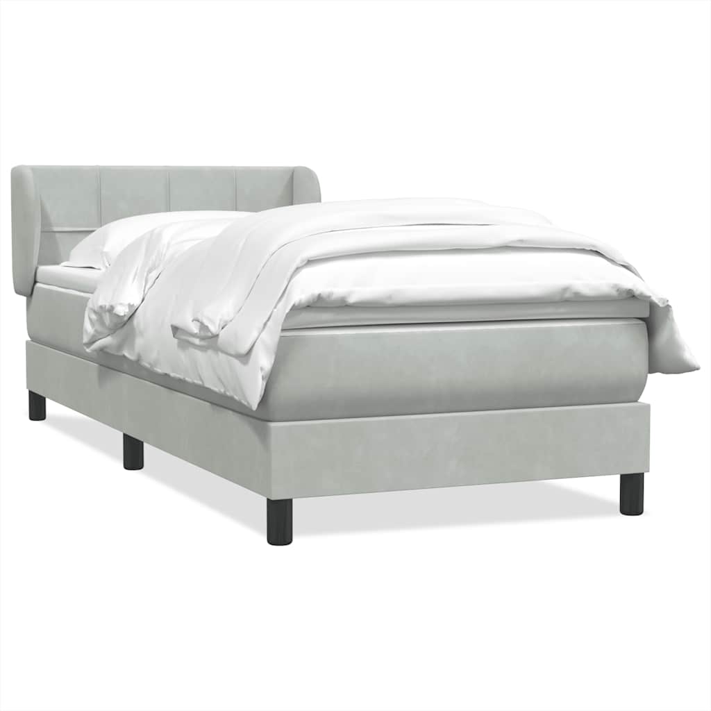 Boxspring met matras fluweel lichtgrijs 80x210 cm