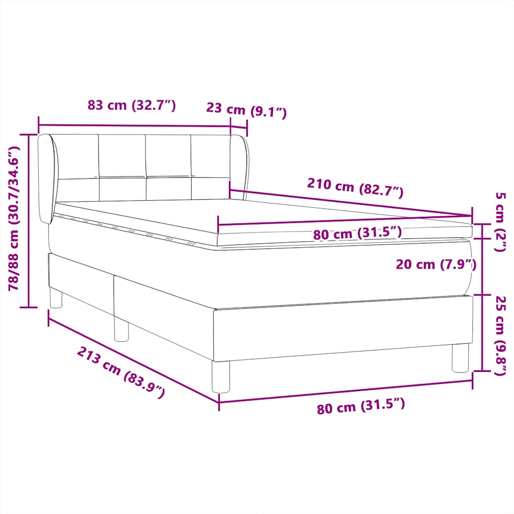 Boxspring met matras fluweel donkerblauw 80x210 cm