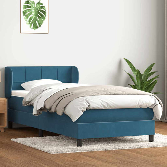 Boxspring met matras fluweel donkerblauw 80x210 cm
