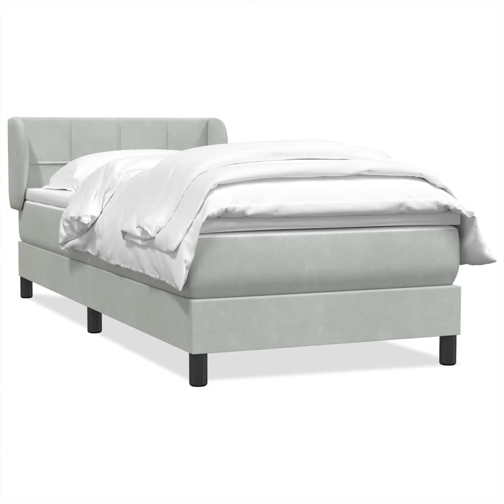 Boxspring met matras fluweel lichtgrijs 90x210 cm