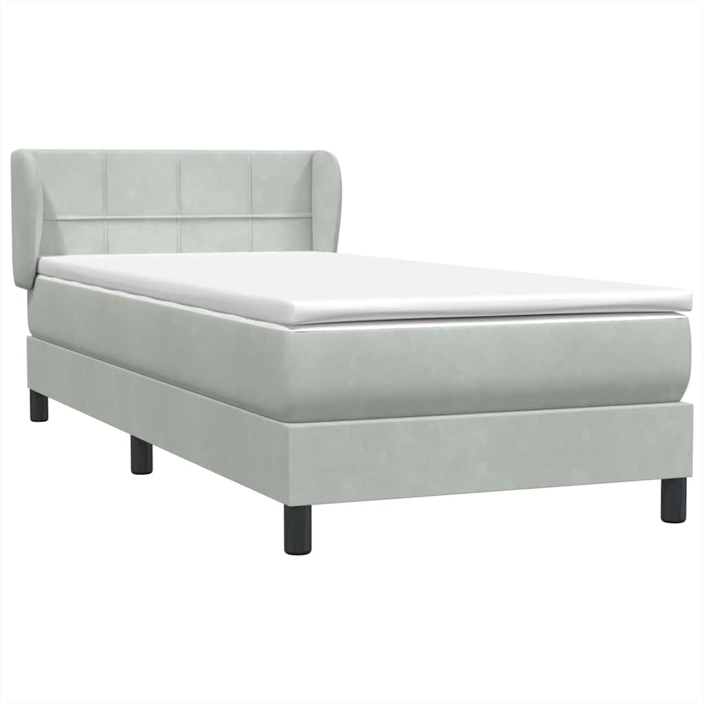 Boxspring met matras fluweel lichtgrijs 90x210 cm