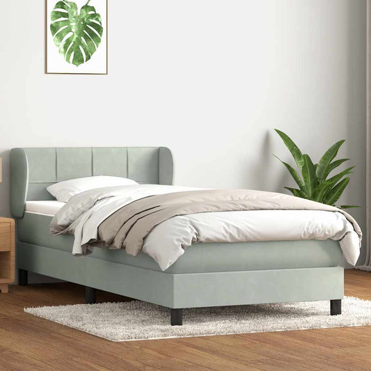 Boxspring met matras fluweel lichtgrijs 90x210 cm