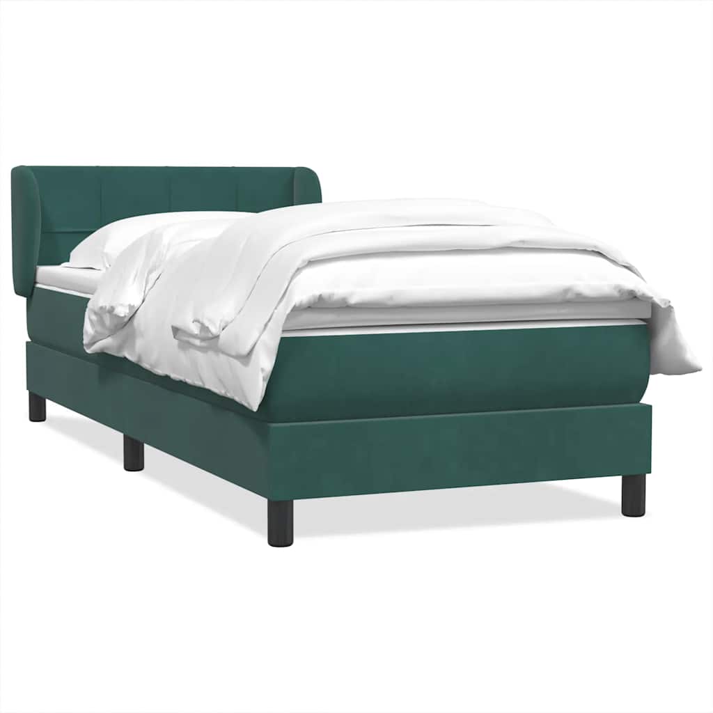 Boxspring met matras fluweel donkergroen 90x210 cm