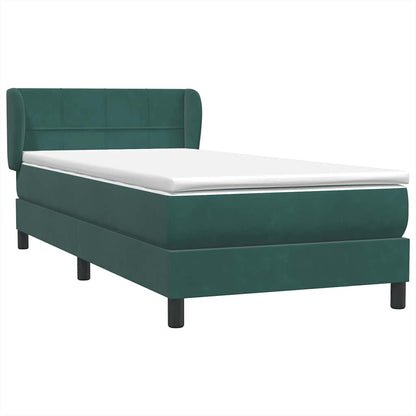 Boxspring met matras fluweel donkergroen 90x210 cm