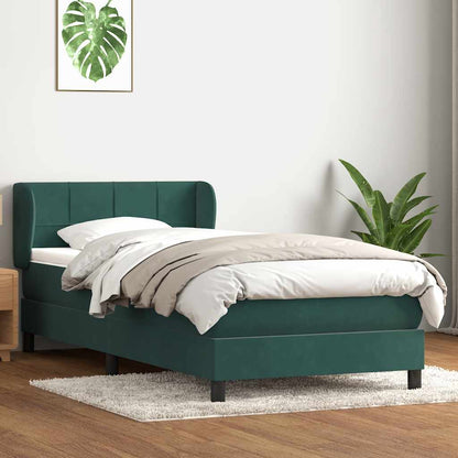 Boxspring met matras fluweel donkergroen 90x210 cm