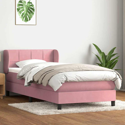 Boxspring met matras fluweel roze 90x210 cm