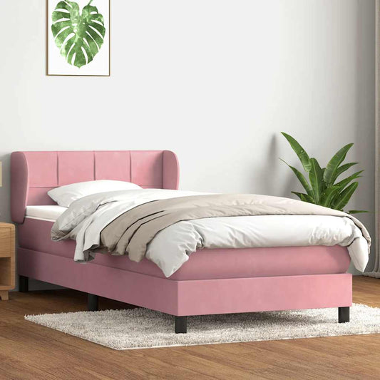 Boxspring met matras fluweel roze 90x210 cm