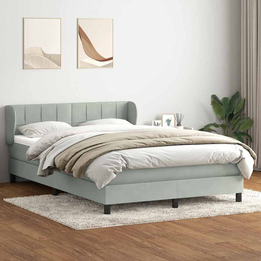 Boxspring met matras fluweel lichtgrijs 140x210 cm