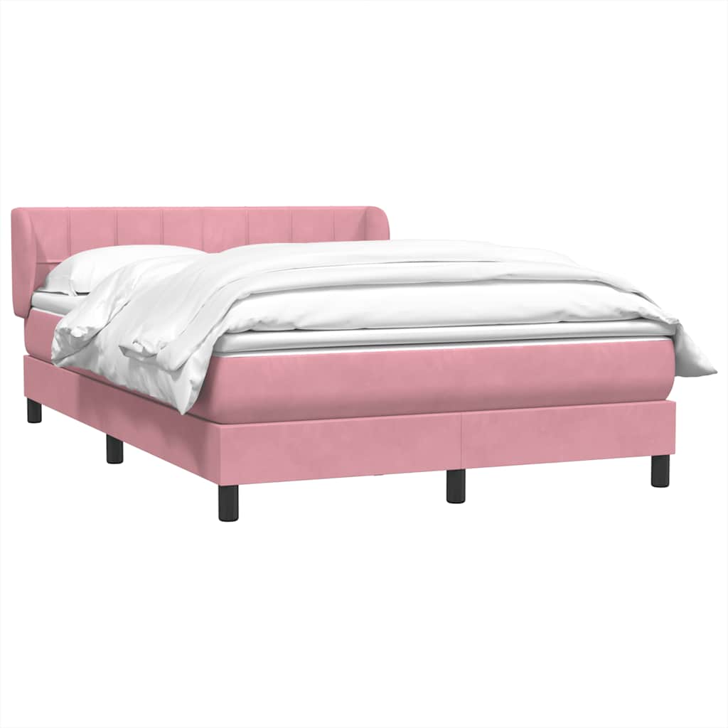 Boxspring met matras fluweel roze 140x210 cm