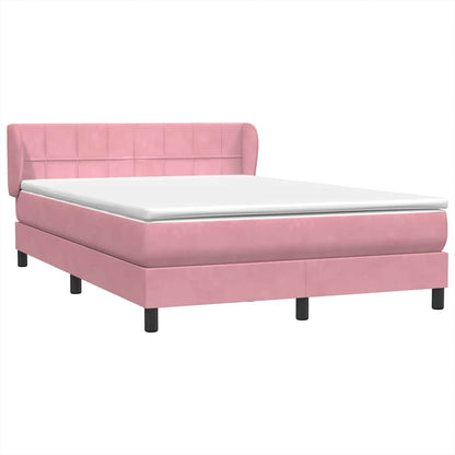 Boxspring met matras fluweel roze 140x210 cm