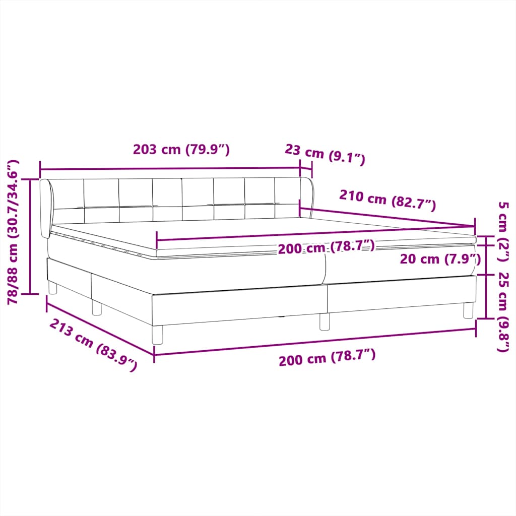 Boxspring met matrassen fluweel donkergrijs 200x210 cm