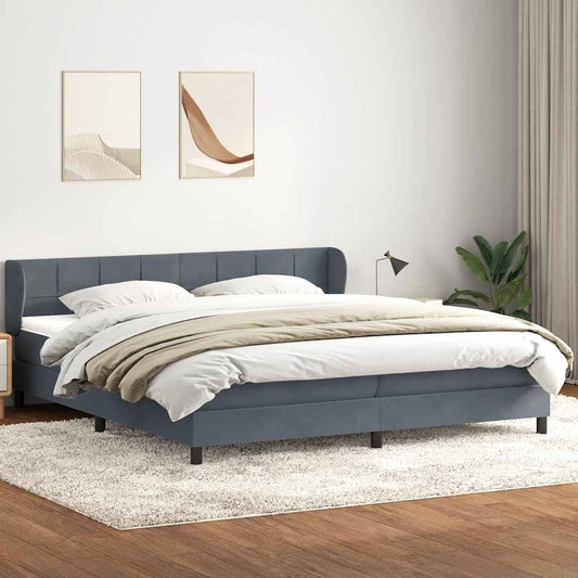 Boxspring met matrassen fluweel donkergrijs 200x210 cm