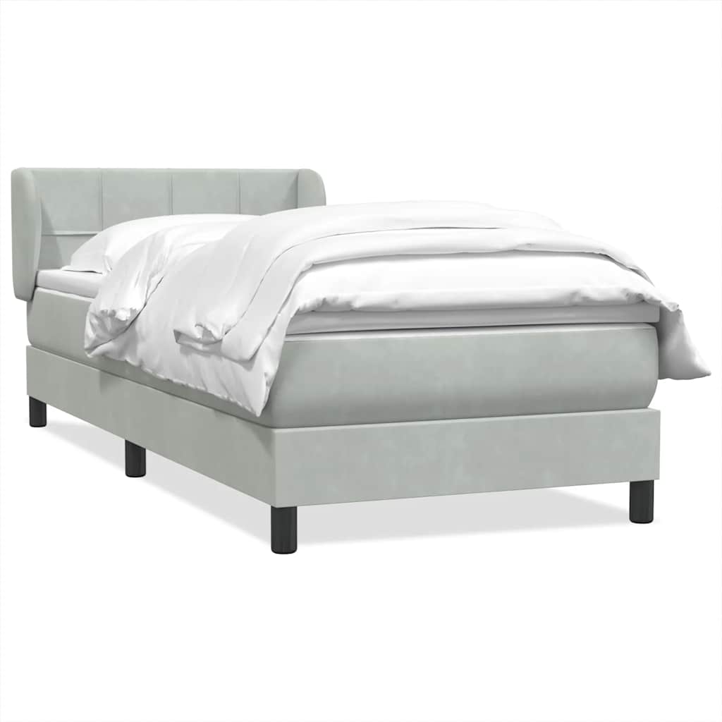 Boxspring met matras fluweel lichtgrijs 80x220 cm