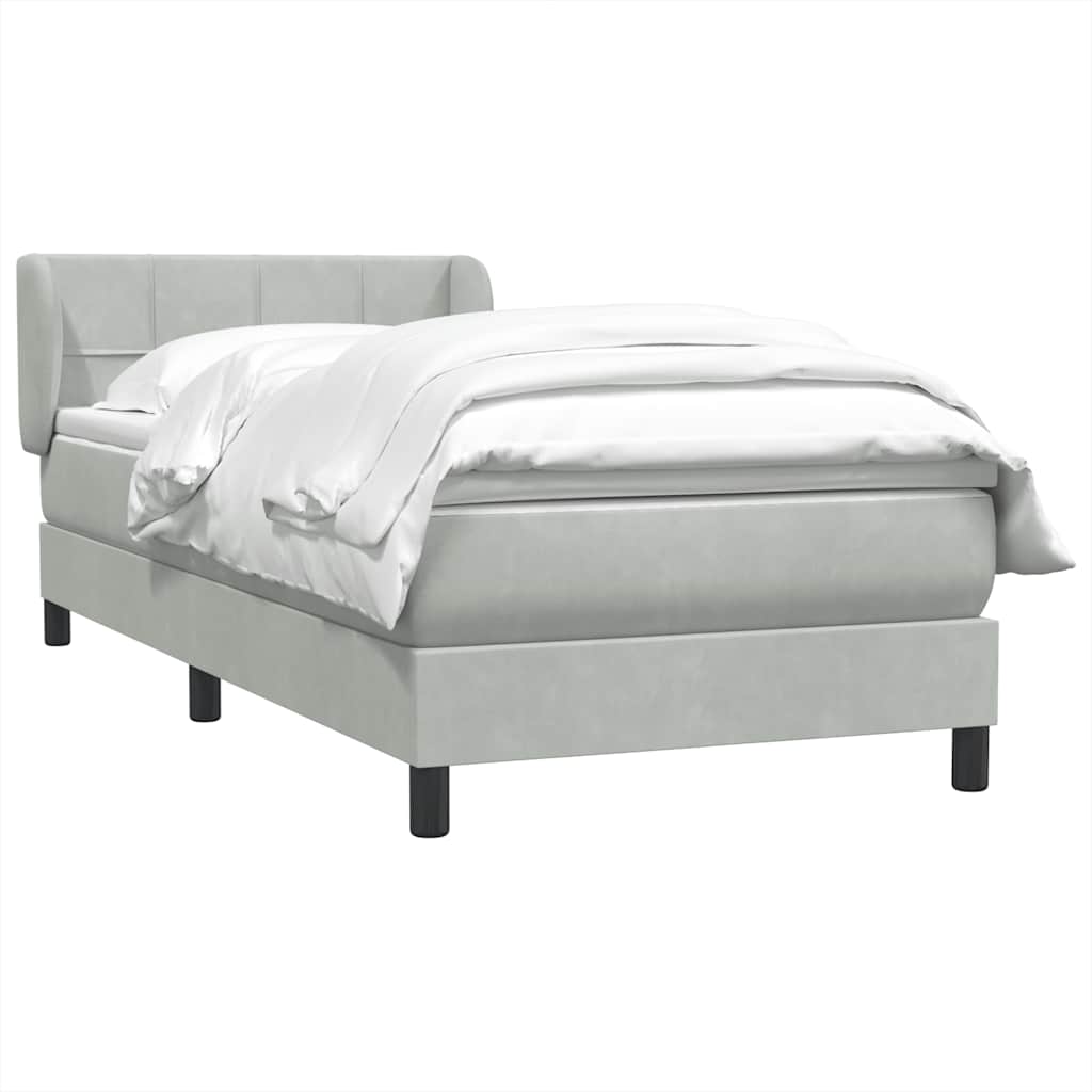 Boxspring met matras fluweel lichtgrijs 80x220 cm