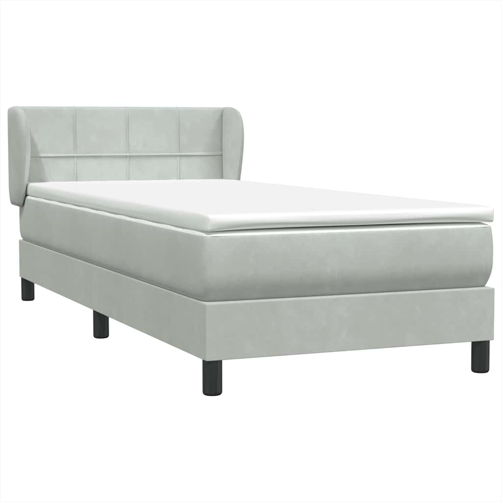 Boxspring met matras fluweel lichtgrijs 80x220 cm