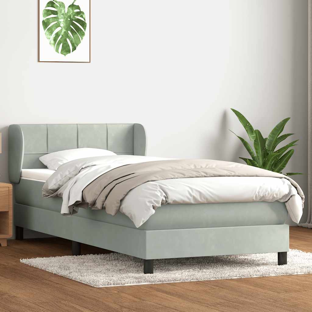 Boxspring met matras fluweel lichtgrijs 80x220 cm