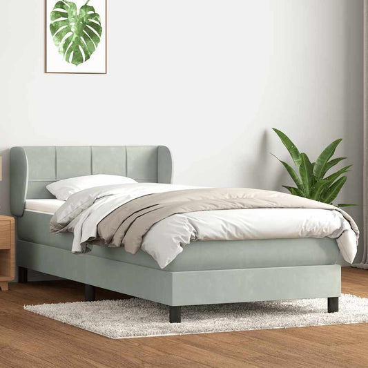 Boxspring met matras fluweel lichtgrijs 80x220 cm