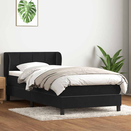 Boxspring met matras fluweel zwart 80x220 cm