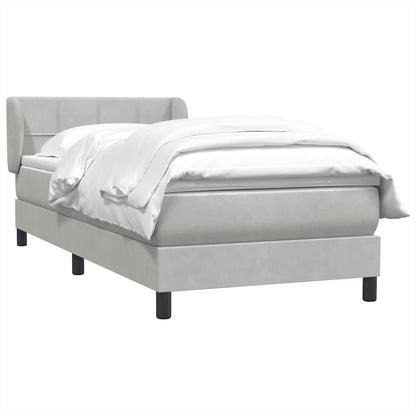 Boxspring met matras fluweel lichtgrijs 90x220 cm