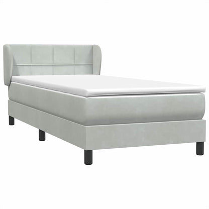 Boxspring met matras fluweel lichtgrijs 90x220 cm