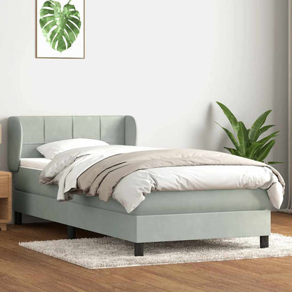Boxspring met matras fluweel lichtgrijs 90x220 cm
