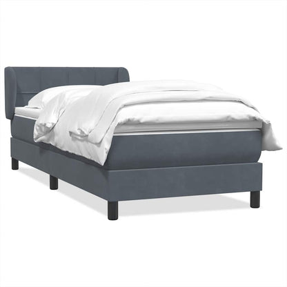 Boxspring met matras fluweel donkergrijs 90x220 cm