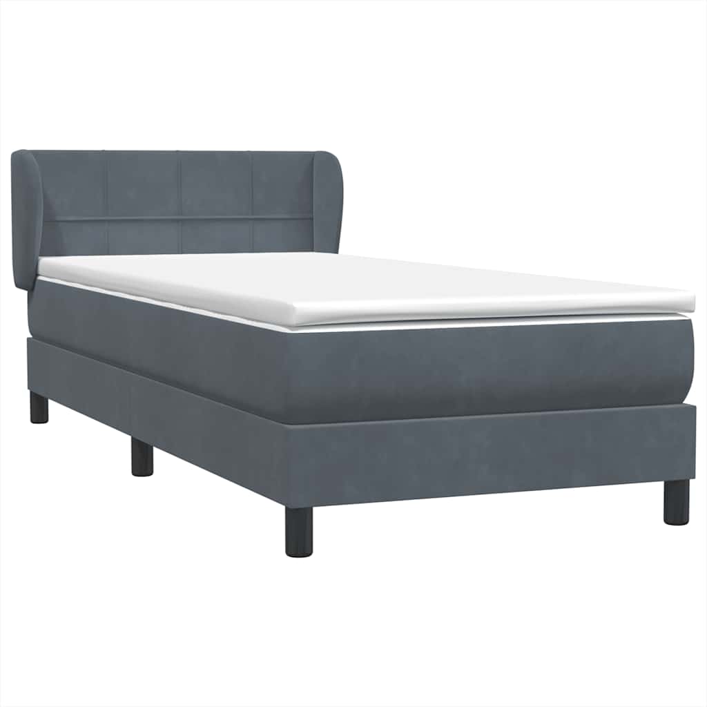 Boxspring met matras fluweel donkergrijs 90x220 cm
