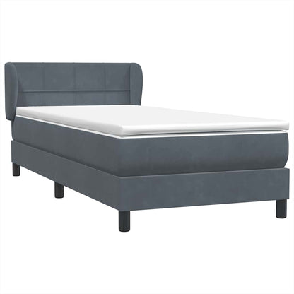 Boxspring met matras fluweel donkergrijs 90x220 cm