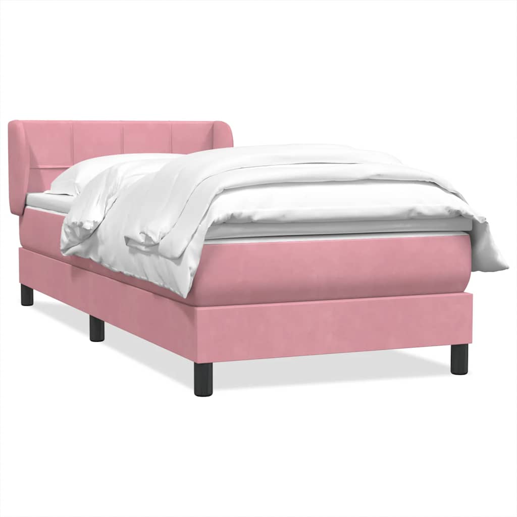 Boxspring met matras fluweel roze 90x220 cm