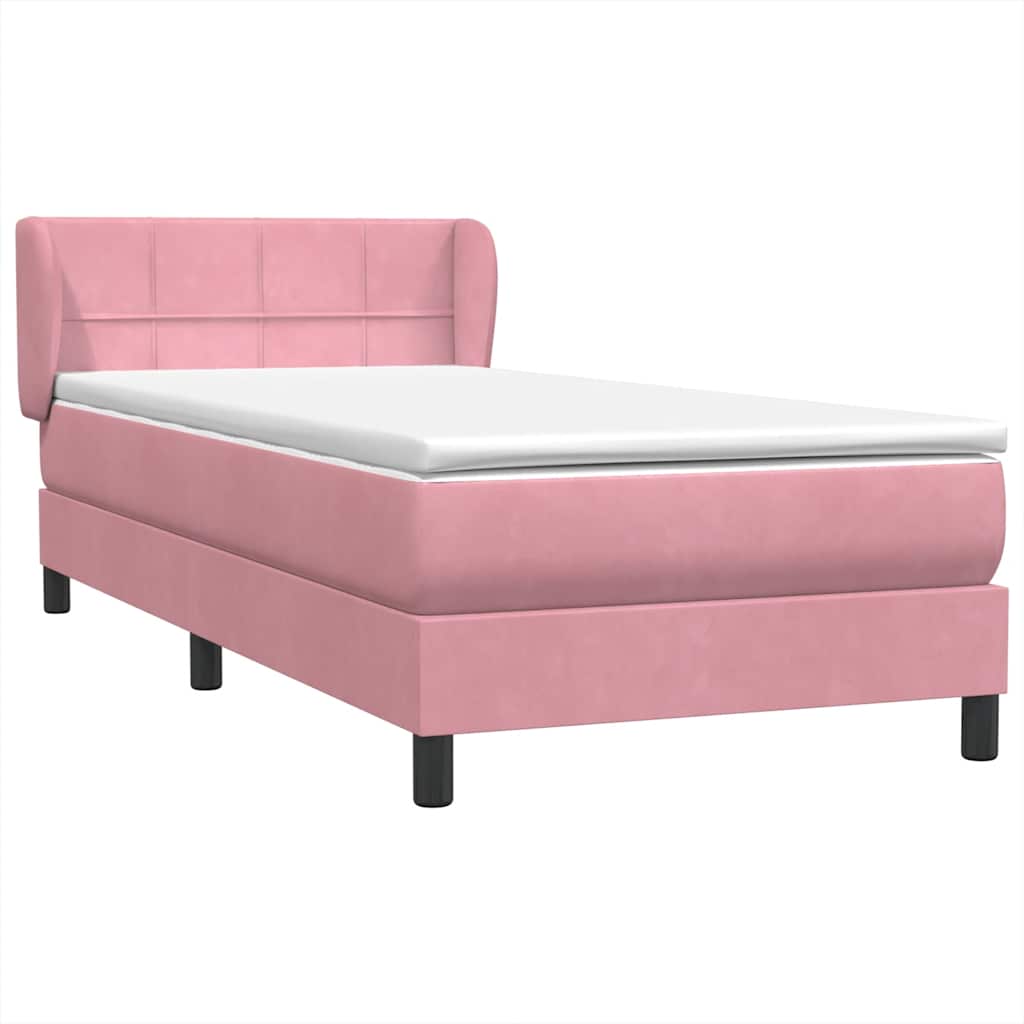 Boxspring met matras fluweel roze 90x220 cm