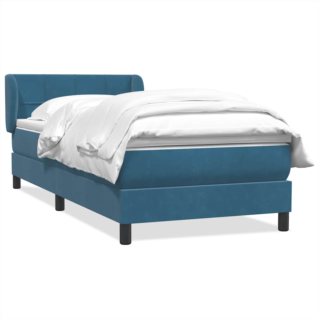 Boxspring met matras fluweel donkerblauw 100x220 cm
