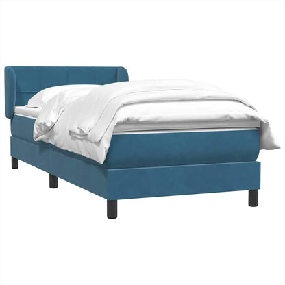 Boxspring met matras fluweel donkerblauw 100x220 cm